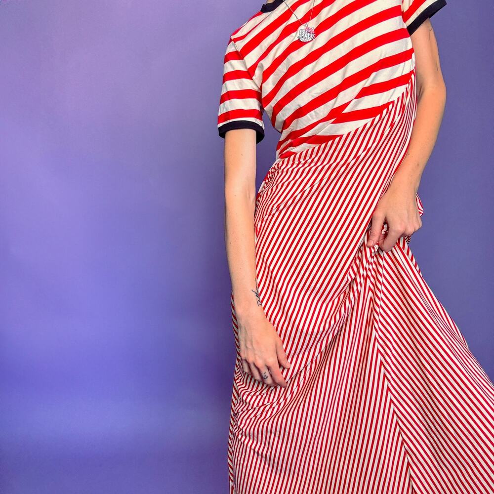 Who What Wear Red and White Striped Maxi Dress